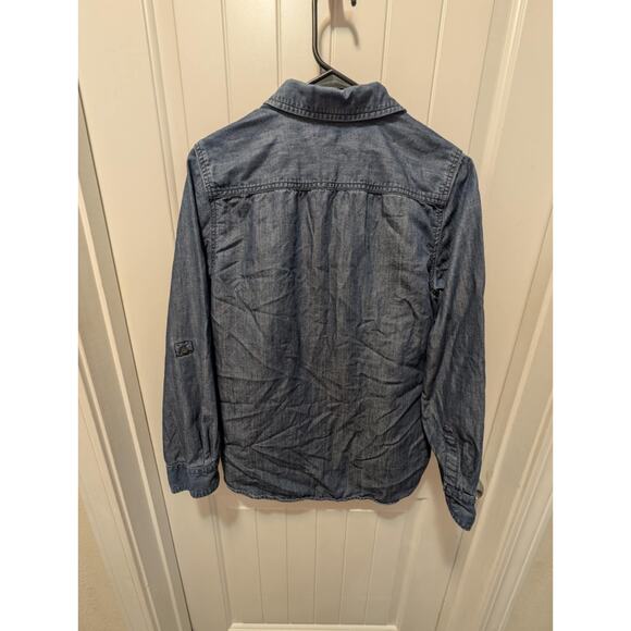 Talbots Women's Lightweight Dark Denim Long Sleeve Button Down Shirt Size M - Picture 4 of 7